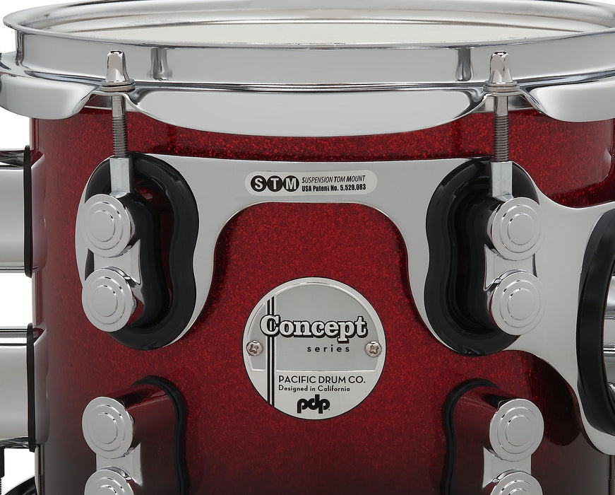 Pacific Drums & Percussion PDP Concept Maple 3-Piece Rock, Red/Black Fade Drum Set Shell Pack (PDCM24RKRB)