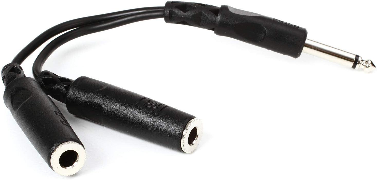 Hosa YPP-111 Y Cable, 1/4 Inch TS to Dual 1/4 Inch TSF