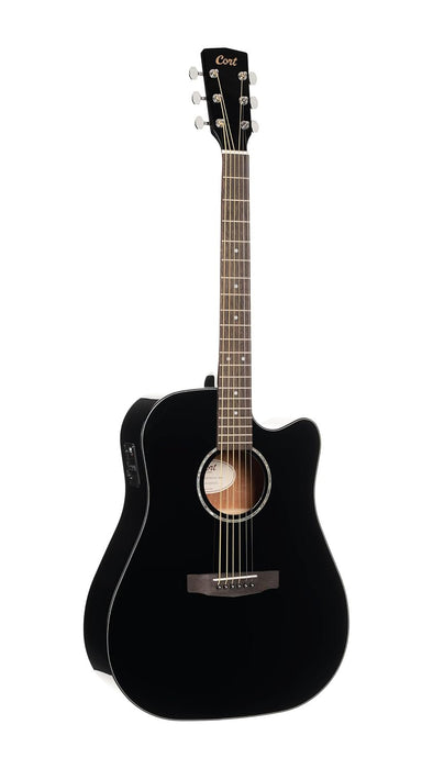 Cort EARTH60CEBK Earth 60 Acoustic-Electric Dreadnought Guitar Black Gloss