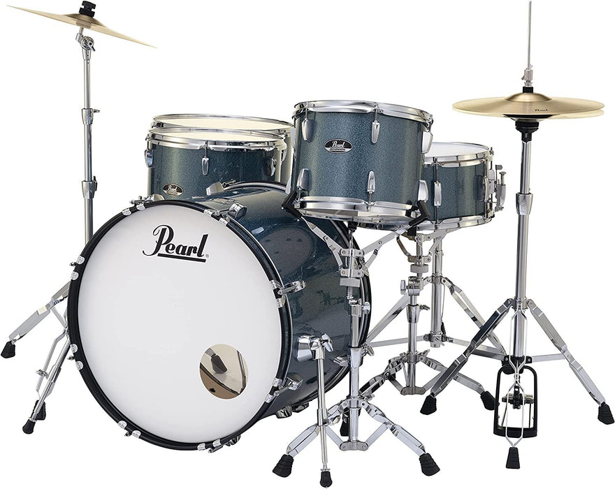 Pearl Roadshow 5-Piece Complete Rock Drum Kit with Hardware and Cymbals - Aqua Blue Glitter (RS525WFC/C703)