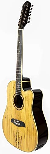 Oscar Schmidt Dreadnought (12 String) Cutaway Acoustic Electric Guitar, Spalted Maple (OD312CESM-A-U)