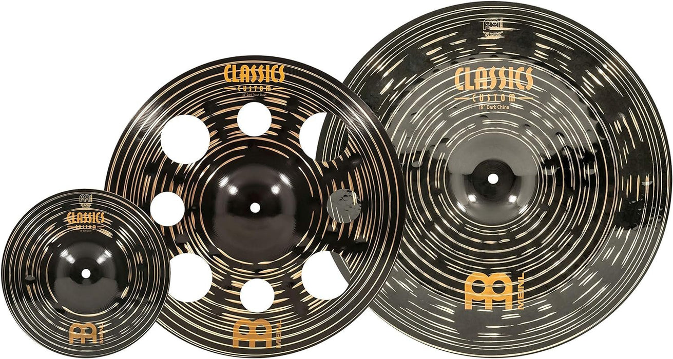 Meinl Cymbals 2 Classics Custom Dark Effects Pack / 3-pc Box Set for Drums, 10/16/18-inch, Made in Germany (CCD-FX2)