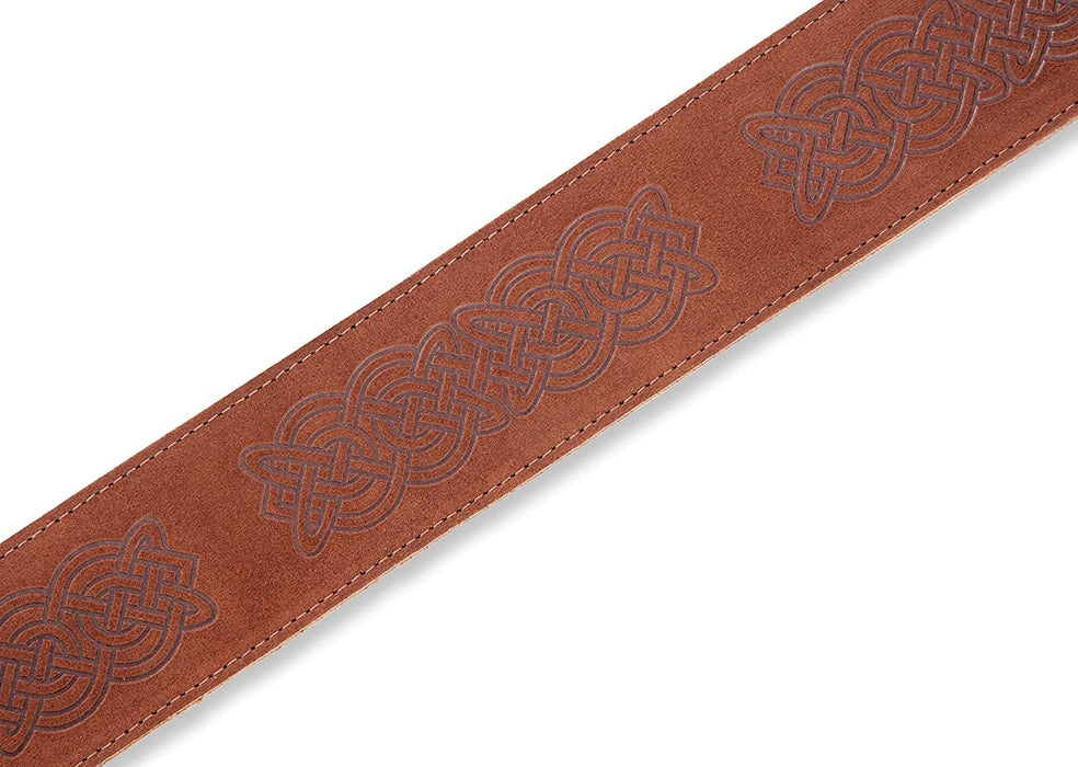 Levy's Leathers 2.5" Suede Leather Guitar Strap Celtic Knot Emboss Design; Brown (MS26CK-BRN)
