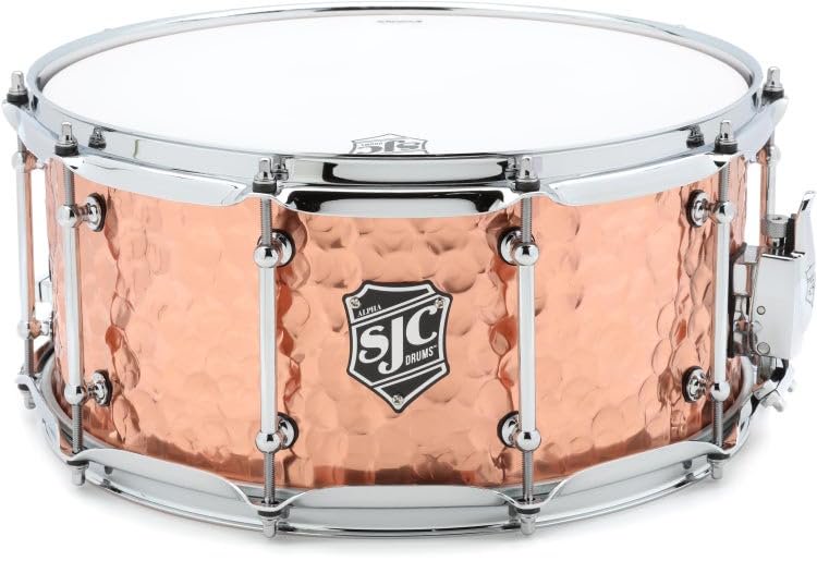 SJC Custom Drums Alpha Hammered Copper Snare Drum - 6.5 x 14-inch - Polished