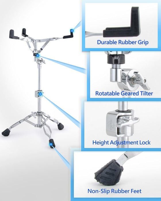 Dixon PSS-P1 Snare Drum Stand - Lightweight Portable Double Braced Pedestal
