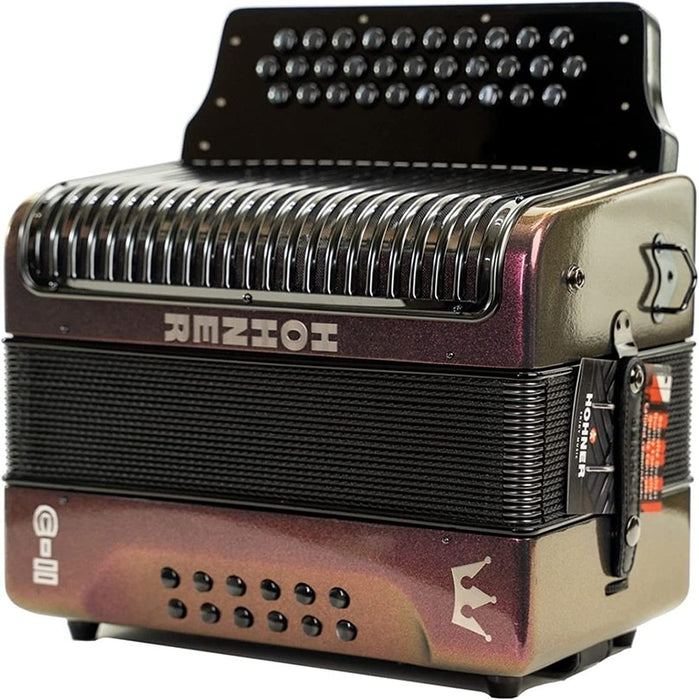 Hohner Corona C-II GCF Diatonic Accordion - Red to Gold