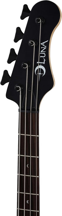 Luna Tattoo 34" Long Scale Electric Bass Guitar, Satin Natural