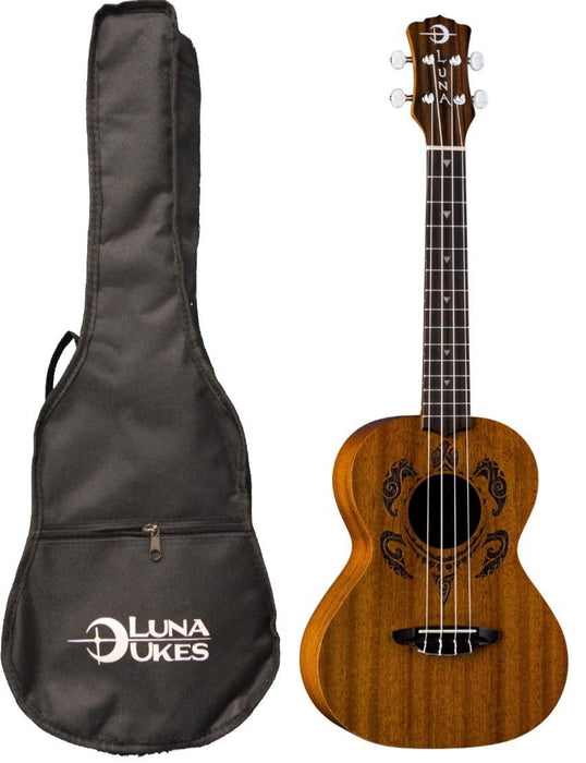 Luna Guitars Honu Tribal Turtle Tenor Ukulele - Satin Natural (UKE HONU T)