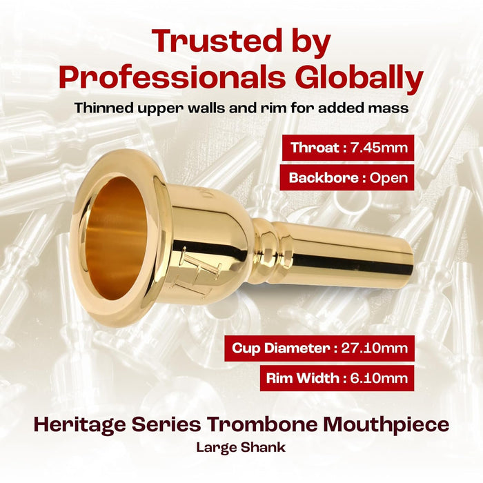 Denis Wick Heritage Trombone Mouthpiece Gold-Plated 3180G-5BS Small Shank