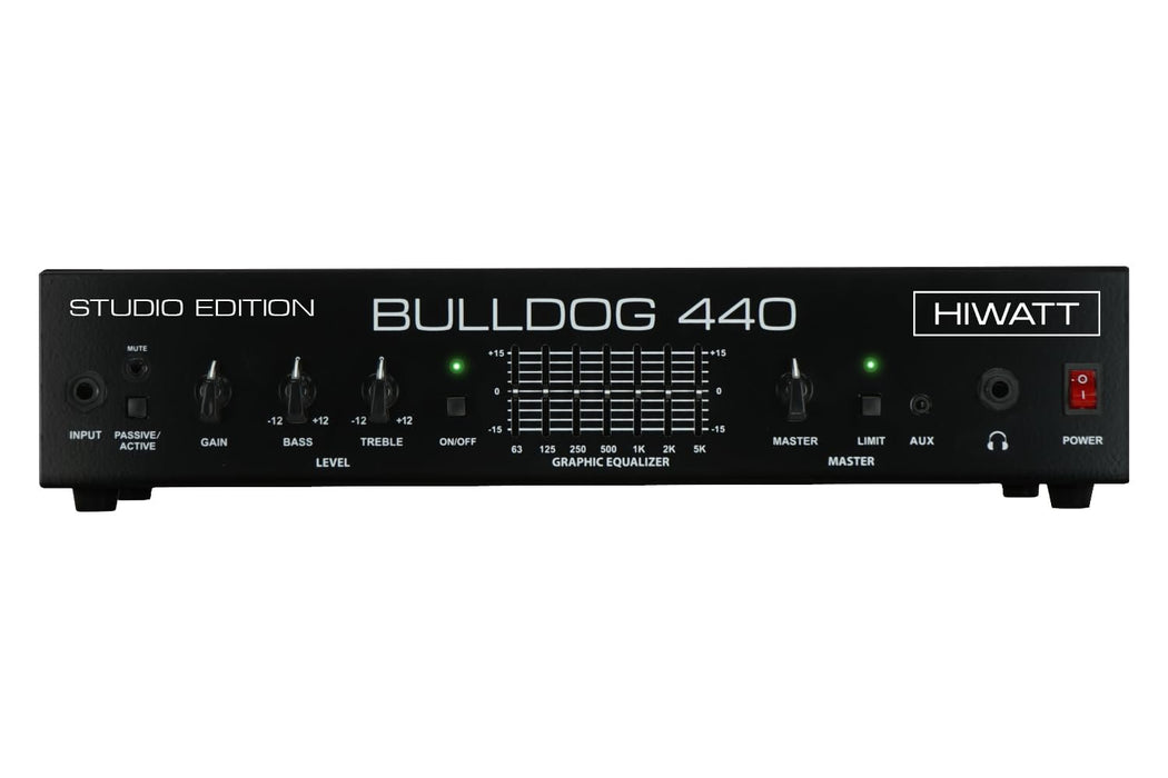 Hiwatt Bulldog 440 Studio 500W Bass Amplifier Head with 7 Band Graphic EQ, Black, BD440STUDIO
