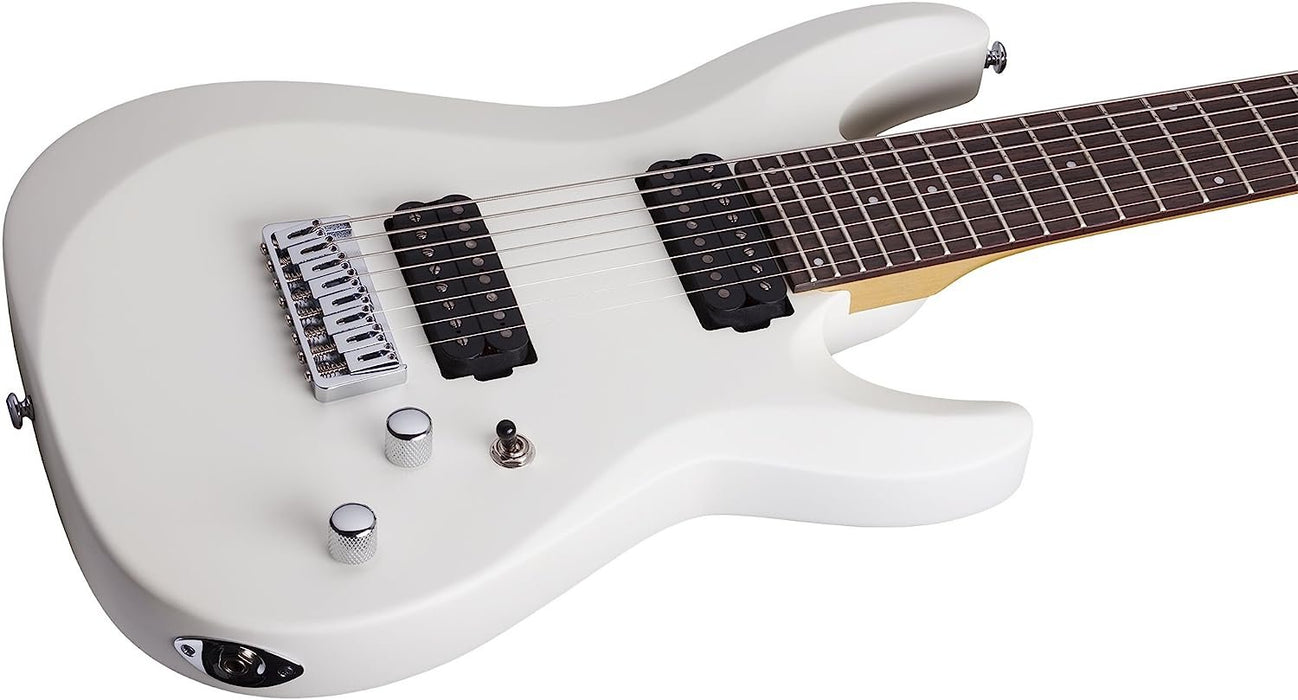 Schecter C-8 DELUXE Satin White 8-String Solid-Body Electric Guitar, Satin White