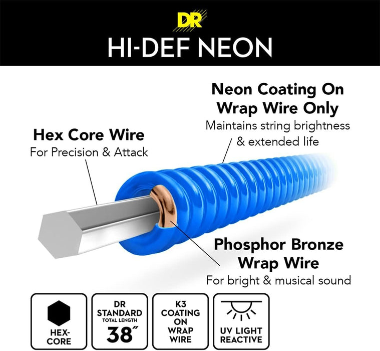 DR String Neon Blue Acoustic Guitar String Set (NBA-11)