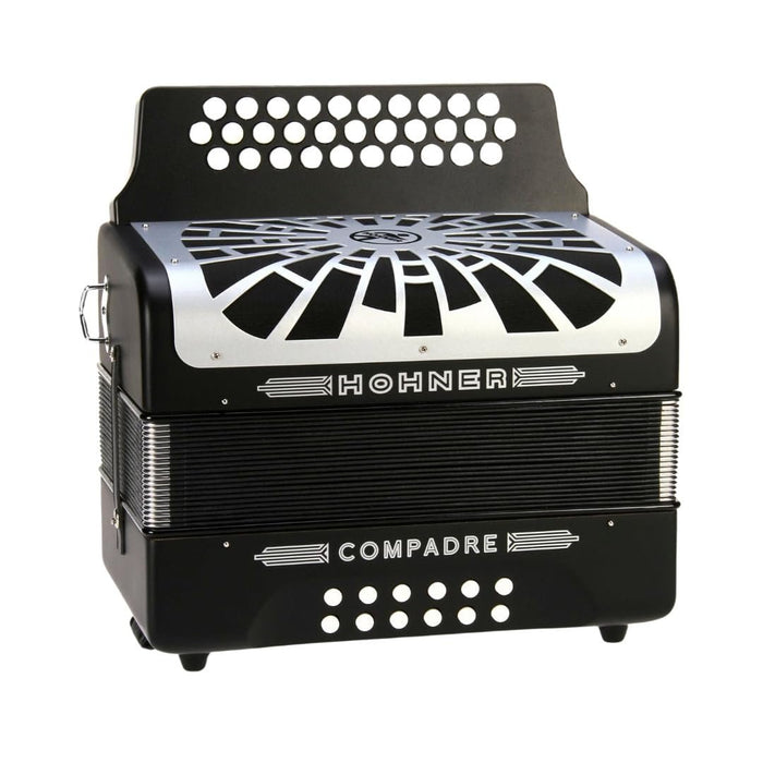 Hohner Compadre FBbEb Musica Tipica Series Accordion (Black) - 12 Basses, 62 Notes, Standard Straps with Gig Bag