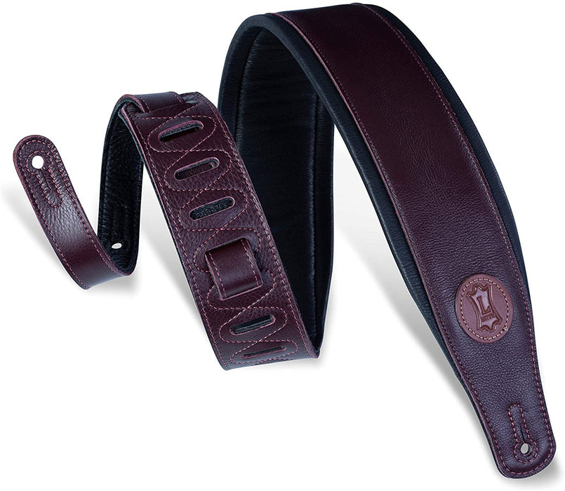 Levy's Leathers 3" Signature Series Leather Guitar Strap with Foam Padding and Leather Backing; Burgundy (MSS2-BRG)