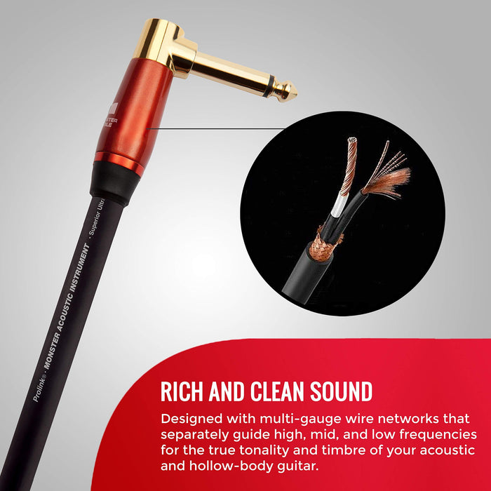 Monster Prolink Acoustic Instrument Cable. 21 ft Guitar Cable. Right Angle to Straight Monster Cable w/ Superior Delivery Speed. Rich & Clean Sound Monster Cord. Monster Instrument Cable