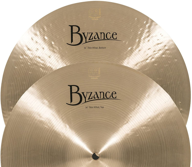 Meinl Cymbals Byzance 14" Dual Hihats, Pair — MADE IN TURKEY — Hand Hammered B20 Bronze, 2-YEAR WARRANTY, B14DUH