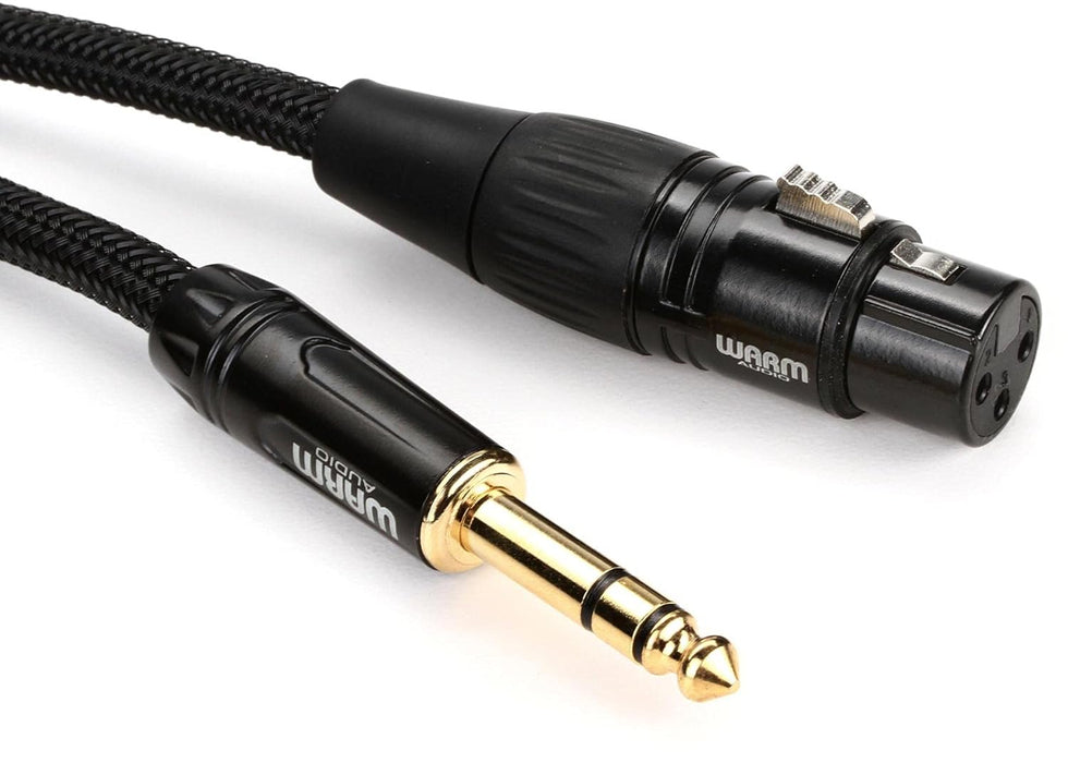 Warm Audio Premier Series XLR Female to TRS Male Cable - 3 Foot, Black/Gold