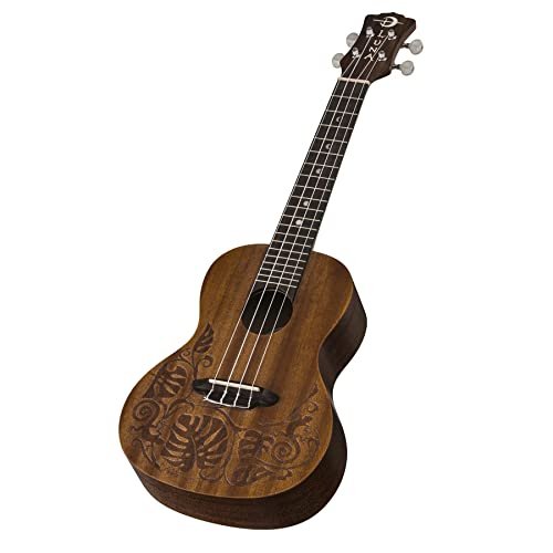 Luna Mo'o Mahogany Concert Ukulele with Lizard Graphic & Gig Bag, Satin Natural