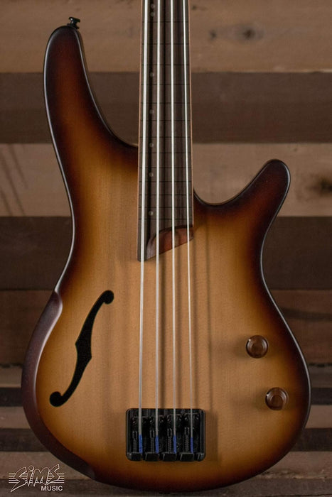 Ibanez SRH500F Fretless - Natural Browned Burst Flat