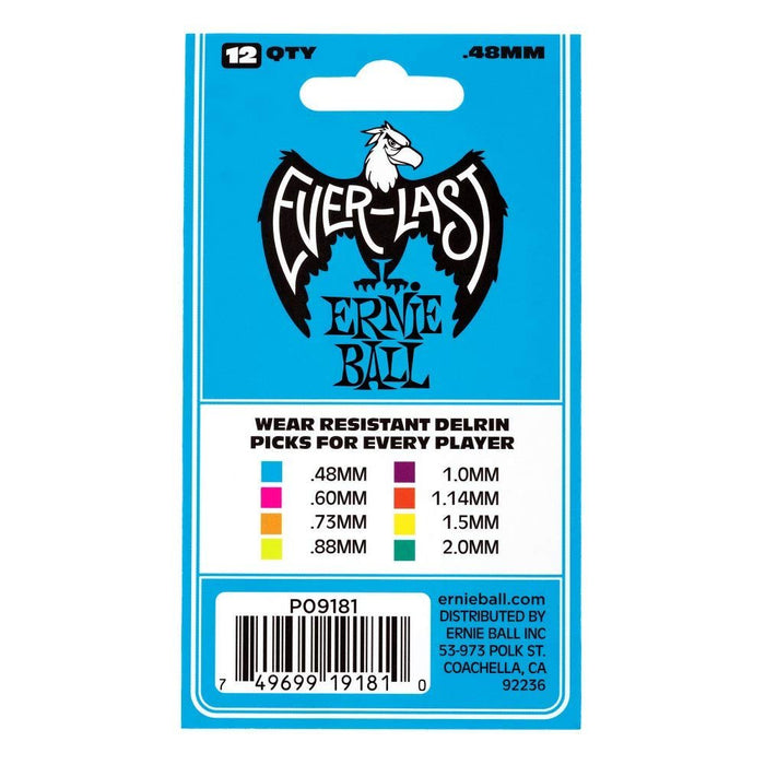 Ernie Ball 12-Pack Everlast Guitar Picks - .48mm Blue (P09181)