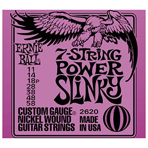 6 Sets of Ernie Ball 2620 Nickel 7-String Power Slinky Electric Guitar Strings