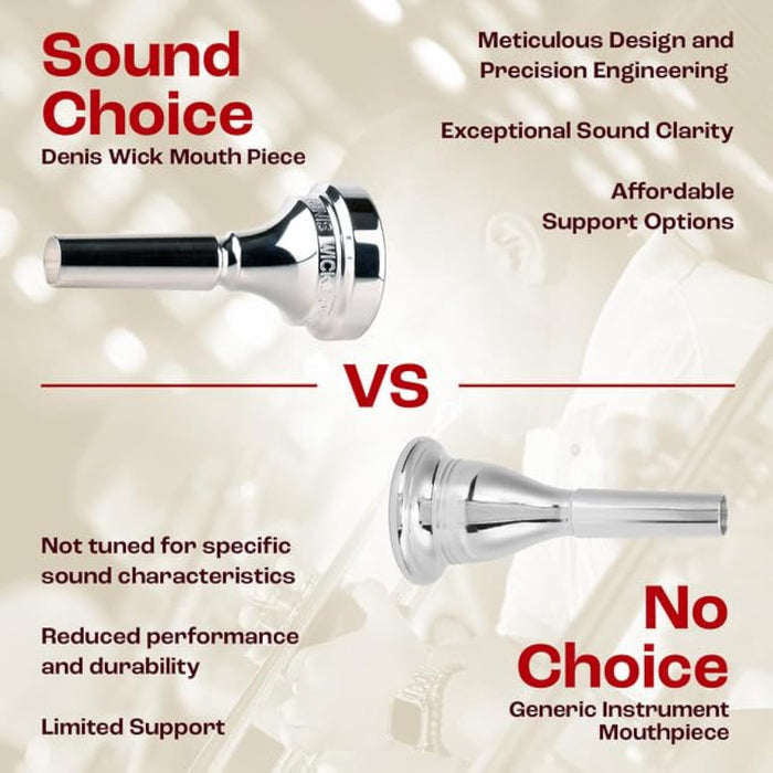 Denis Wick Classic Trombone Mouthpiece Silver Plated, 5880-12CS - V-Type Design for Balanced Tone & Smooth Response - Small Shank Fitting Trombone Accessory 24.7 x 6.5 x 6.1mm