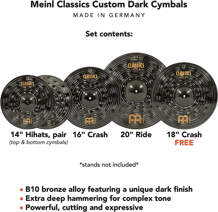 Meinl 18" China Cymbal - Classics Custom Dark - Made in Germany, 2-YEAR WARRANTY (CC18DACH)