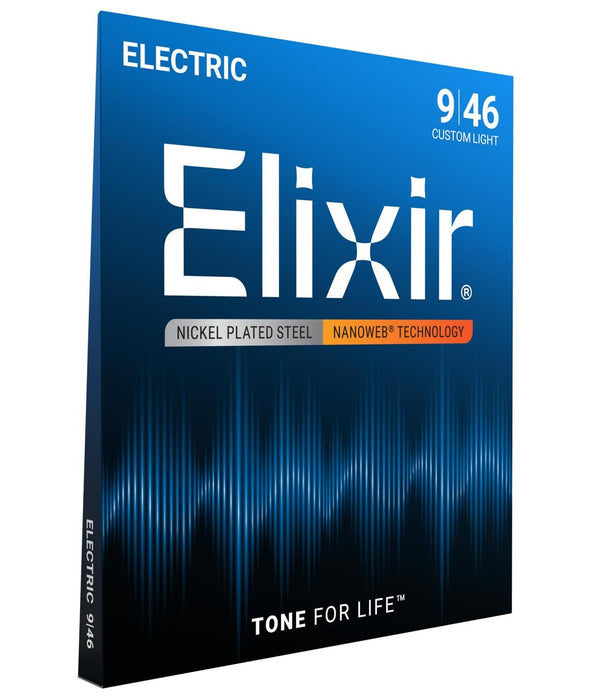 Elixir Electric Guitar Strings NANOWEB Custom Light .009-.046#12027 Set of 3
