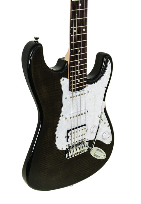 Washburn Sonamaster 6 String Solid-Body Electric Guitar, Right, Transparent Black (SDFTB-U)