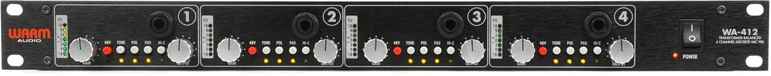 Warm Audio WA-412 4 Channel Microphone Preamp and Instrument DI, Black