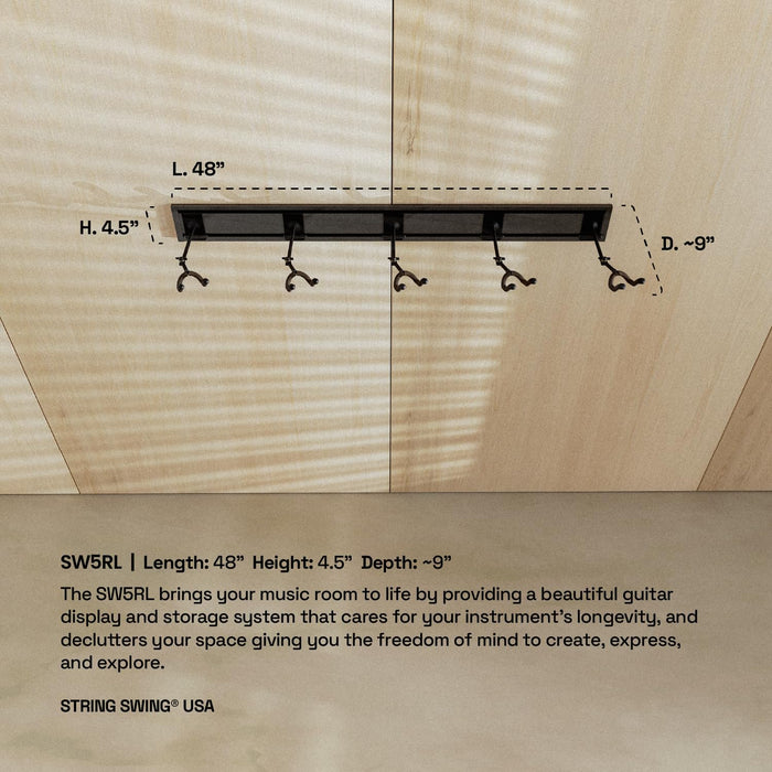 STRING 5 INSTRUMENT HANGER SYSTEM SILVER SLATWALL