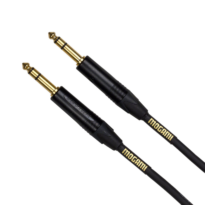 Mogami Gold Balanced Audio Patch Cable, 1/4" TRS Male Plugs, Gold Contacts, Straight Connectors - 20 Foot (TRS-TRS-20)