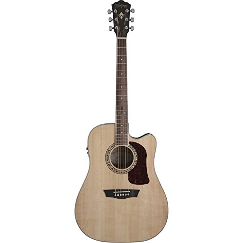 Washburn Heritage 10 Series Dreadnought Cutaway Acoustic Electric Guitar, Natural (HD10SCE-O-U)