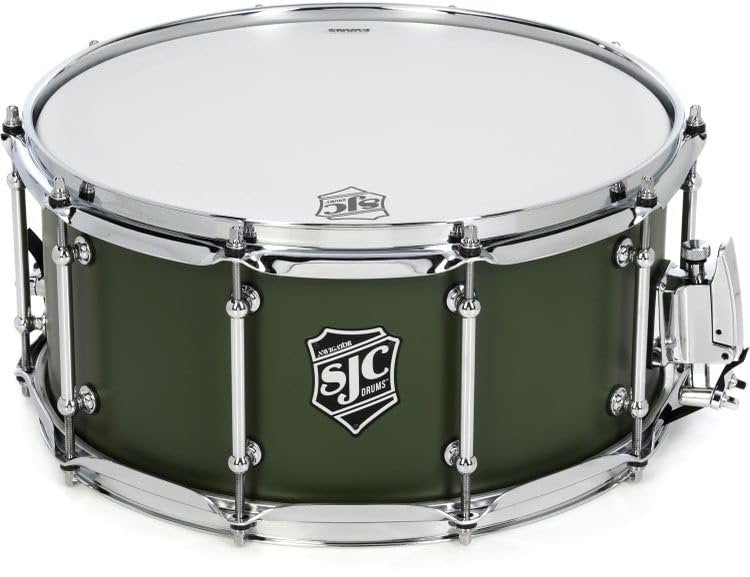 SJC Custom Drums Navigator Snare Drum - 6.5 inches x 14 inches, Deep Olive Green