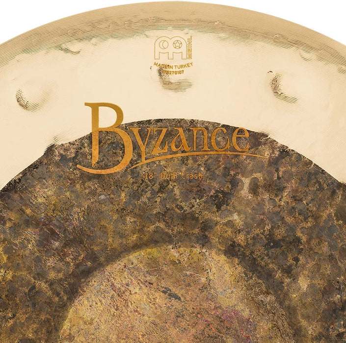 Meinl Cymbals Byzance 18" Dual Crash — MADE IN TURKEY — Hand Hammered B20 Bronze, 2-YEAR WARRANTY, inch (B18DUC)