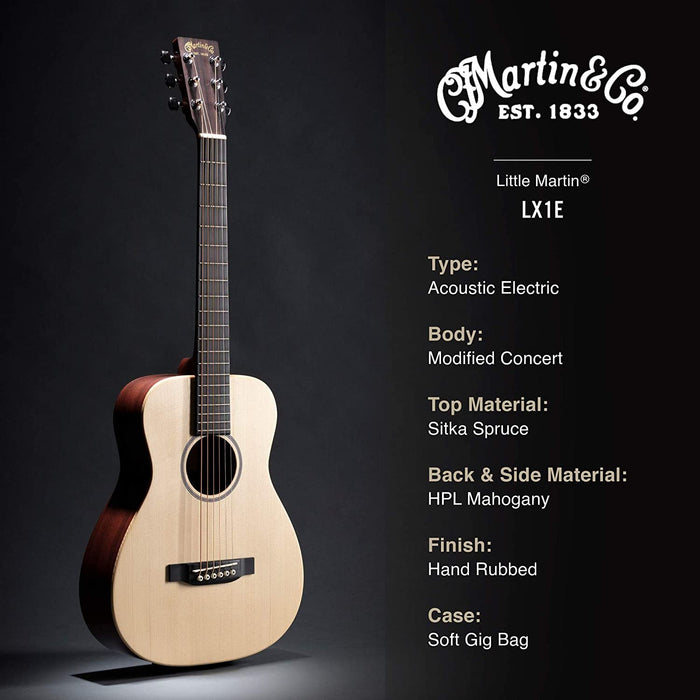 Martin LX1E Little Martin Solid Sitka Spruce/Mahogany HPL Acoustic/Electric w/Gig Bag