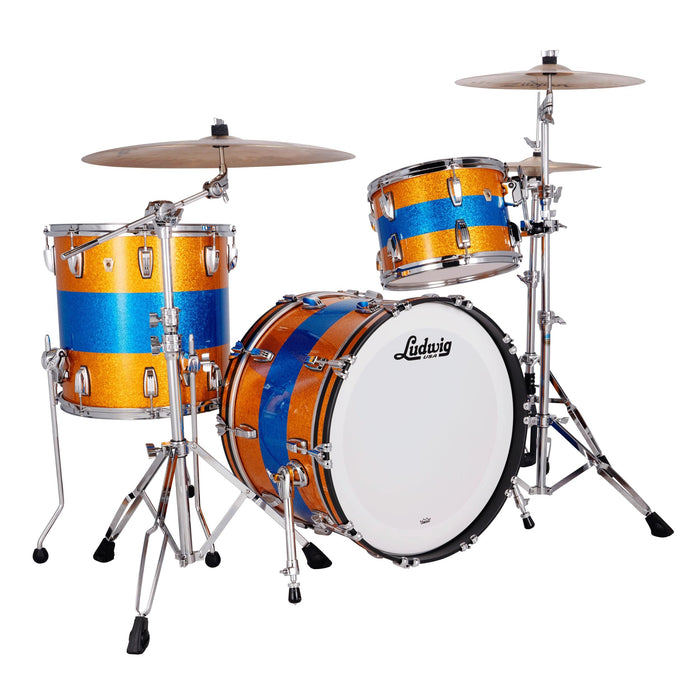 Ludwig Classic Maple Fab 3-piece Shell Pack - Gold/Blue Tri-band
