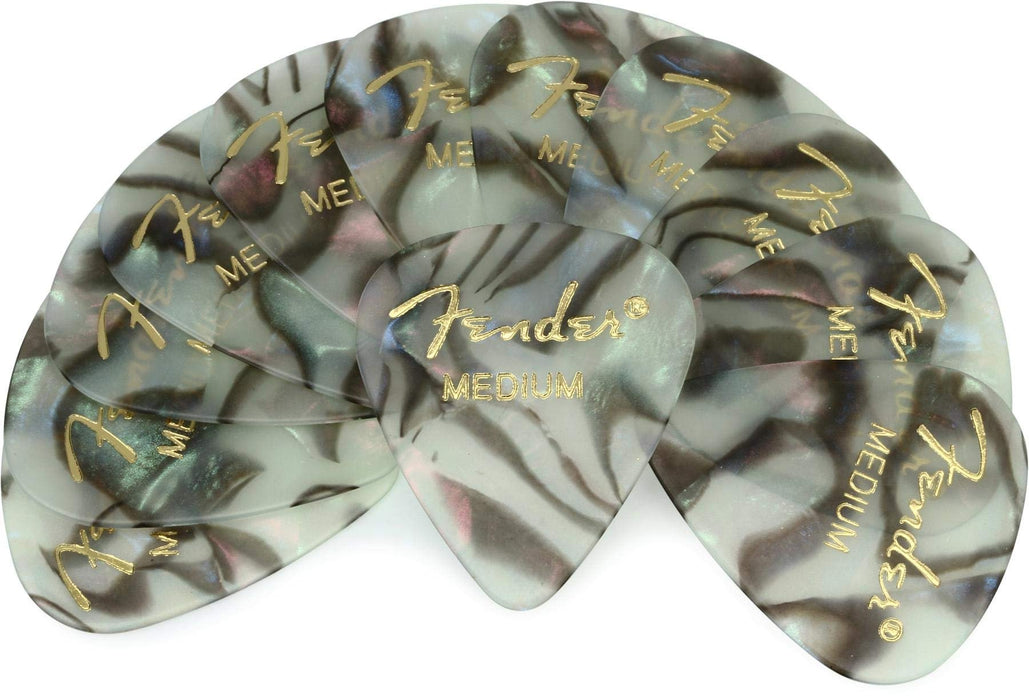 Fender Classic Celluloid Guitar Picks 351 Shape, Color Medley, Heavy, 12-Pack