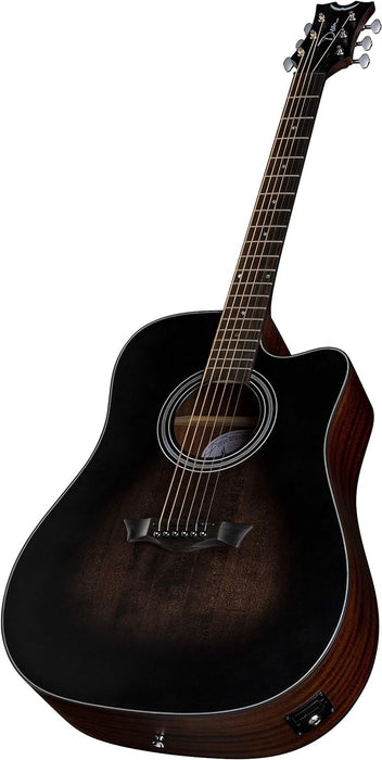 Dean Guitars 6 String St Augustine Dreadnaught Cutaway Solid Top Acoustic/Electric Guitar, Right, Satin Vintage Black Burst (SA DREAD CE VB)