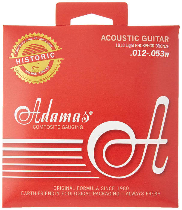 Adamas Acoustic Guitar Strings Historic Reissue Phosphor Bronze Light, Strings for Classical Guitar (premium guitar strings, single string assortment, high copper content, eco-friendly packaging)