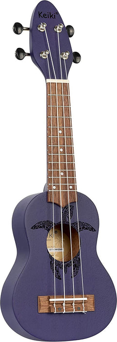 Ortega Guitars, 4-String Keiki Series Sopranino Ukulele with Turtle Etching, Right, Transparent black, (K1-CO)