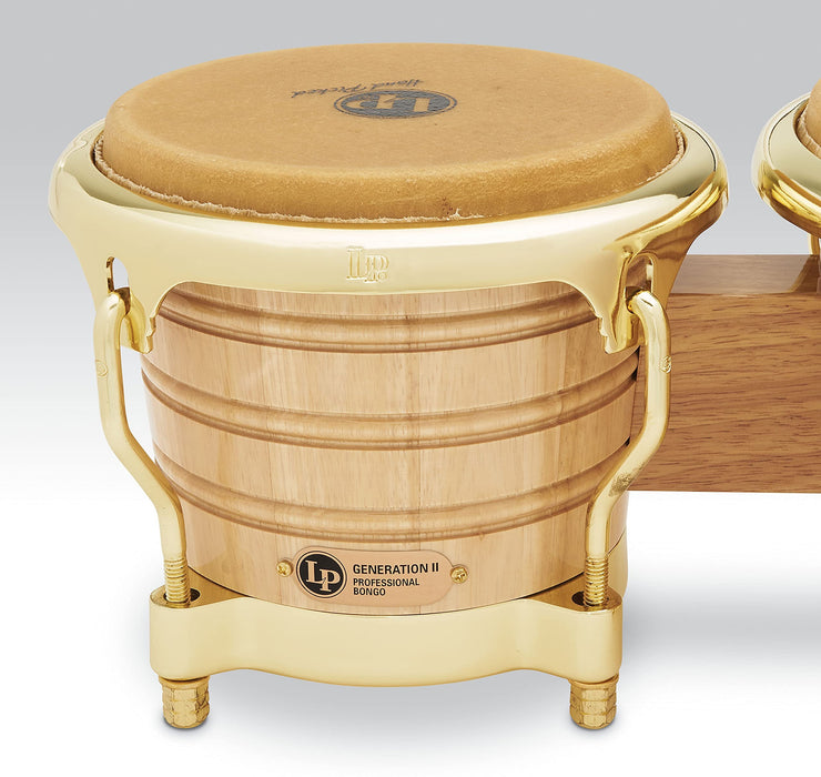 Latin Percussion LP201AX-2AW Bongo Drum, Natural/Gold