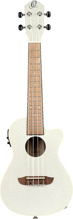 Ortega Guitars, 4-String Earth Series Concert Acoustic/Electric Ukulele, Right, Silver, (RUSILVER-CE)