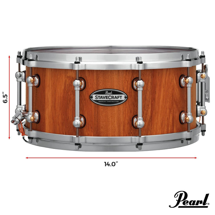 Pearl StaveCraft 14"x6.5" Maximum Volume Snare Drum with 20mm Makha shell, Thai Oak DadoLoc and MasterCast Die-Cast Hoops in Hand-Rubbed Natural Satin Finish