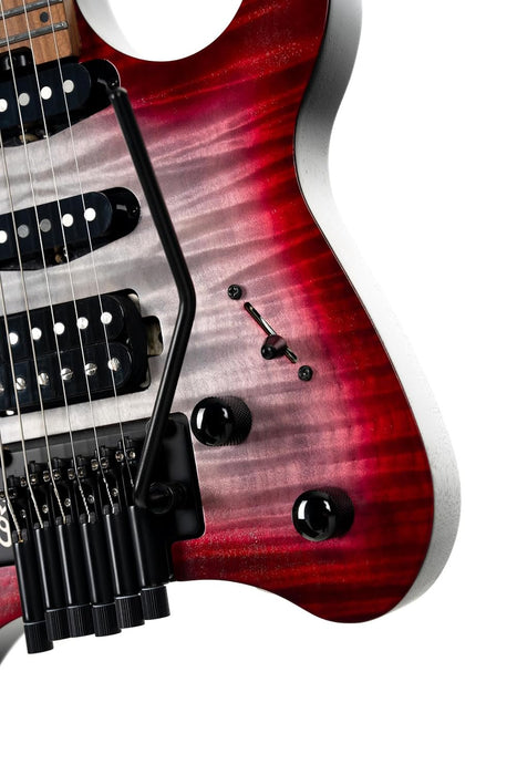 Cort SPACEG6TRSGLV Space G6TR Headless Electric Guitar Semi Gloss Lava