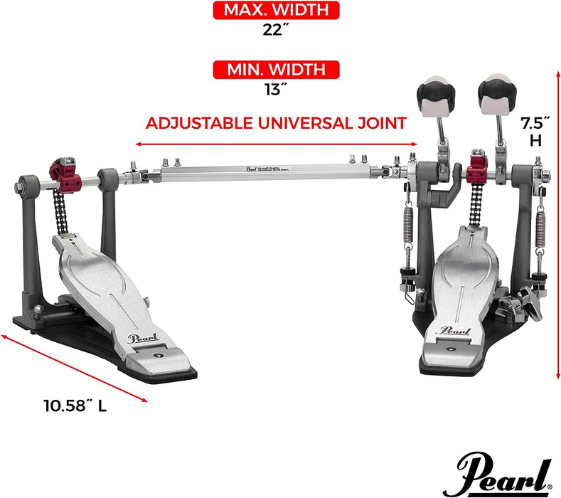 Pearl Eliminator Solo Red Cam Double Bass Drum Bass Drum Pedal - Red (P1032R)