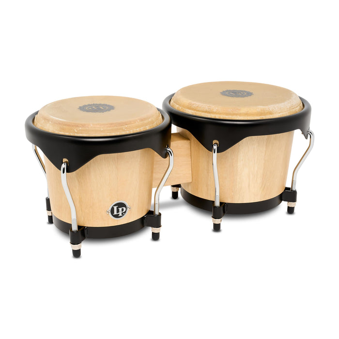 Latin Percussion LP601NYII City II Series Bongo Set with Double Stand 7” & 8” Natural