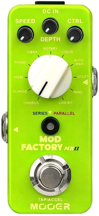 MOOER MOD Factory MKII with 11 Different Modulation Effects, Chorus, Flange, Tremolo, Phase, Low-bit, Ring Modulator, Real-time Tap Tempo, Acceleration Function