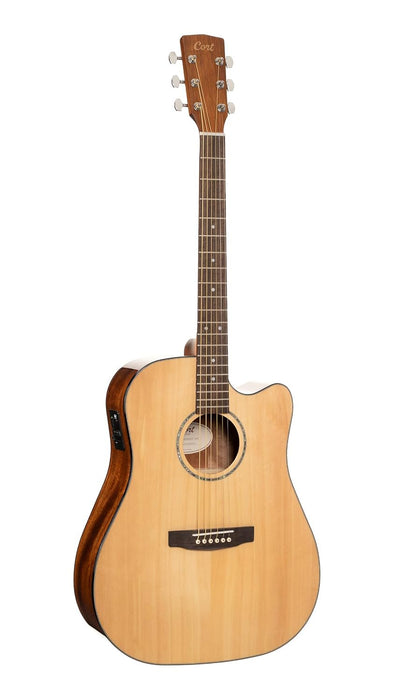 Cort EARTH60CENAT Earth 60 Dreadnought Solid Top Acoustic Electric Guitar, Natural Gloss