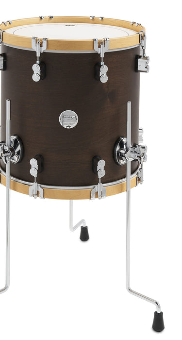 Pacific Drums & Percussion Drum Set Concept Classic 3-Piece Bop, Walnut with Natural Hoops Shell Packs (PDCC1803WN)